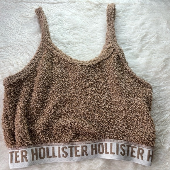 Hollister Tops - Sleep fuzzy tan crop tank top from Hollister size XS